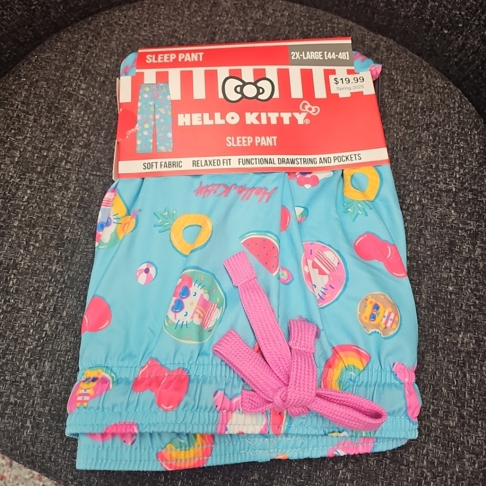 NWT Hello Kitty Woman's Size 2XL (44-48) Bioworld Pajama Sleep Pants Fun Print!